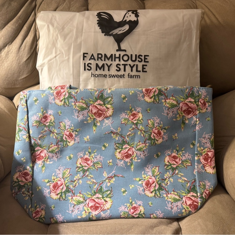 Floral Blue Tote Bag